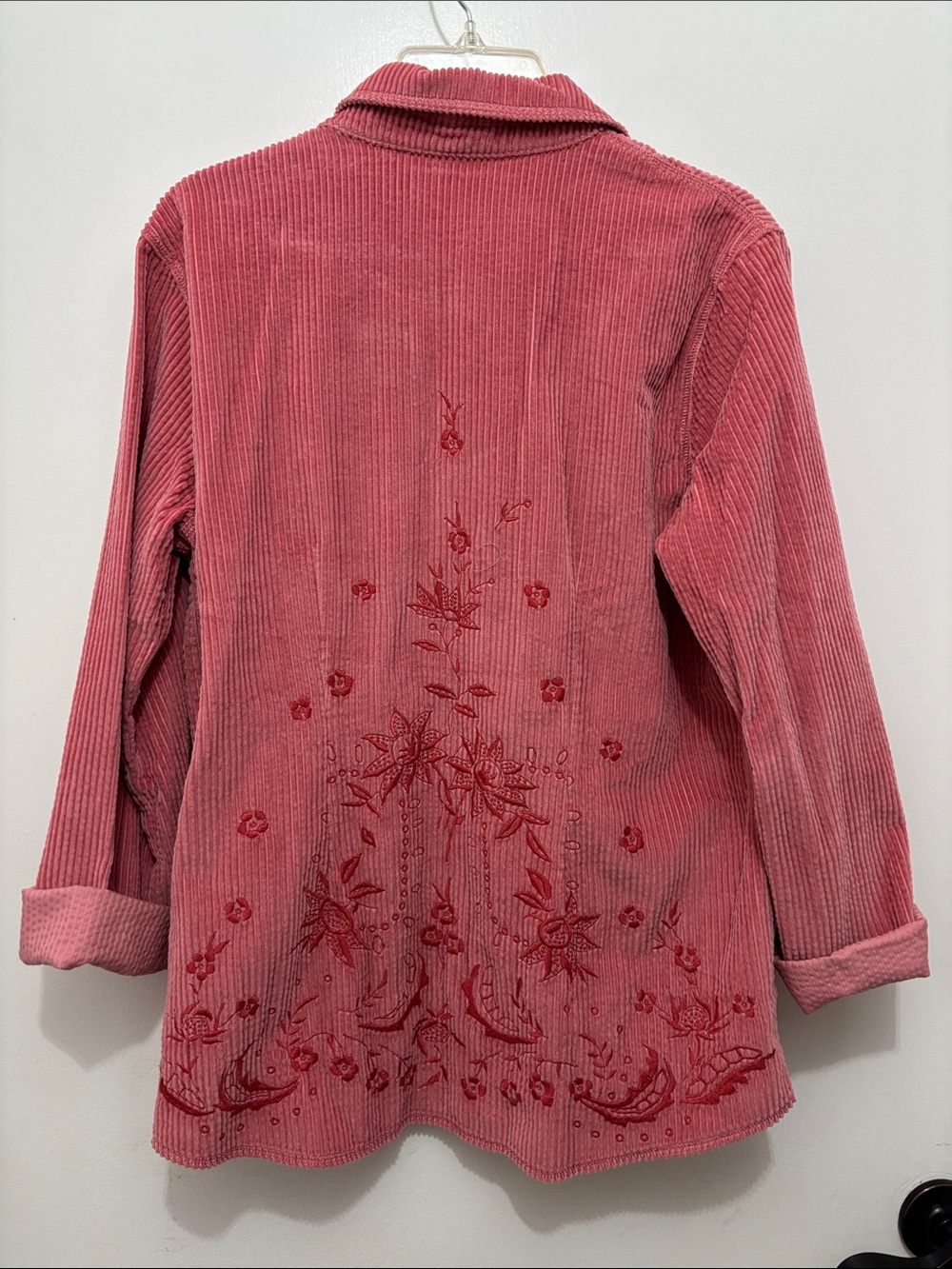 J Jill Sz S Embroidered Rose Pink Corduroy Jacket
